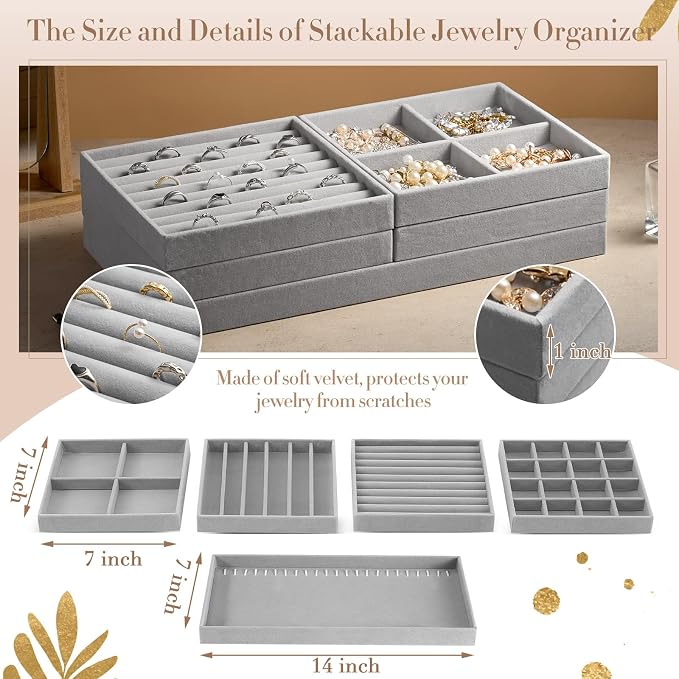 Cinnvoice Set of 10 Stackable Jewelry Organizer Trays - Image 2