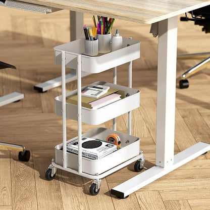 Simple Houseware 3-Tier Compact Utility Rolling Cart, Low 24” Height Fits Under - Image 2