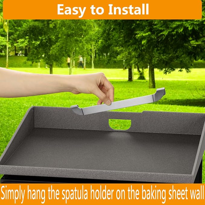 10 Inch Griddle Spatula Holder Magnetic Design, Stainless Steel Grill Barbecue - Image 2