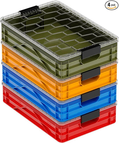 SIDIO Quarter Crate 4 Pack of Stackable Storage Bins by Sidio
