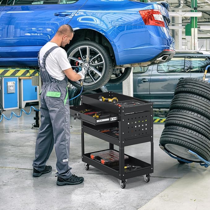 3 Tier Rolling Tool Cart on Wheels, 550 LBS Tool Cart - Image 2
