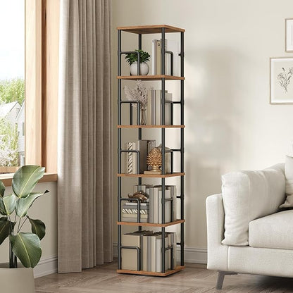 MAHANCRIS 5-Tier Rotating Bookshelf, Freestanding Corner Bookshelf, 360° - Image 2