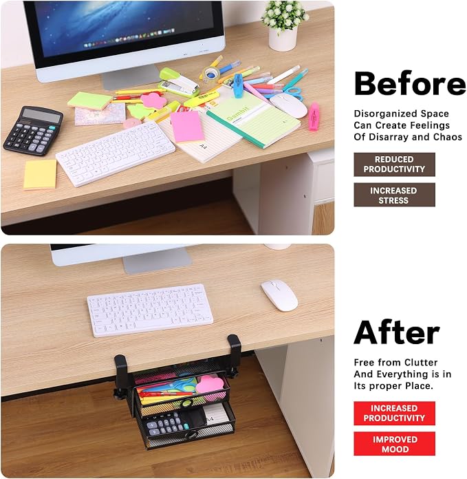 ROSYLINE Under Desk & Desktop Drawer Organizer - Image 5