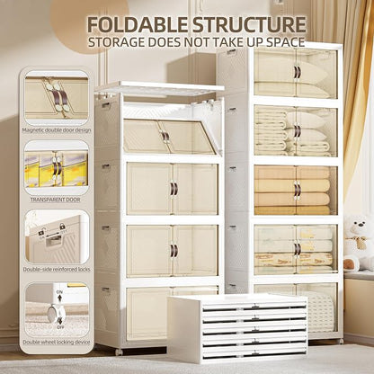 520 QT / 130 Gal Large Foldable Stackable Plastic Storage Cabinet - Image 3