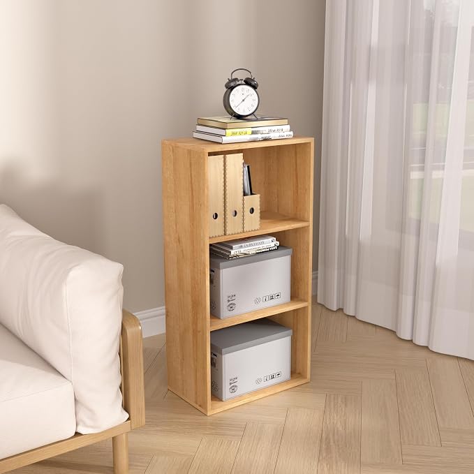 Wooden 3 Cube Storage Organizer, 3 Tier Low Bookcase Freestanding Storage - Image 8