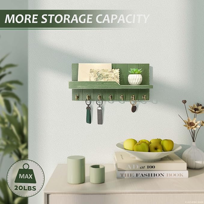 Farmhouse Pine Wood Key Holder Wall Mount - Image 3