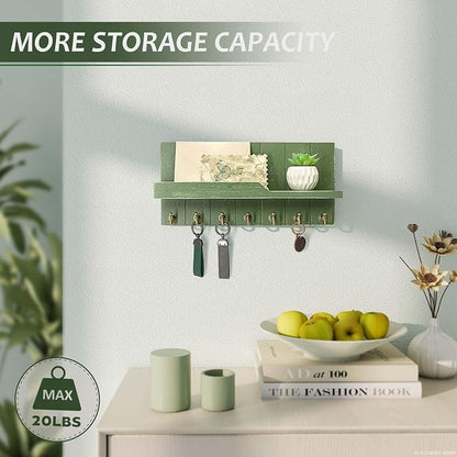 Farmhouse Pine Wood Key Holder Wall Mount - Image 3
