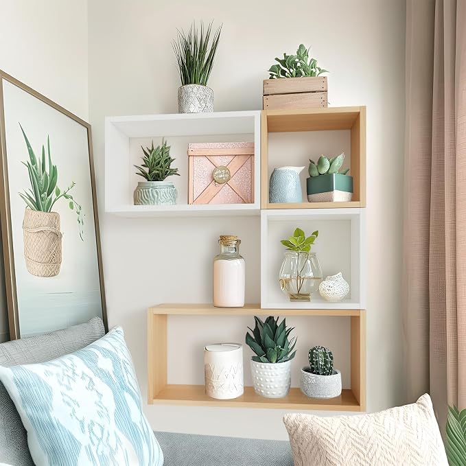 Wall Mount Shelf Set of 3, Floating Cube Shelves - Image 5