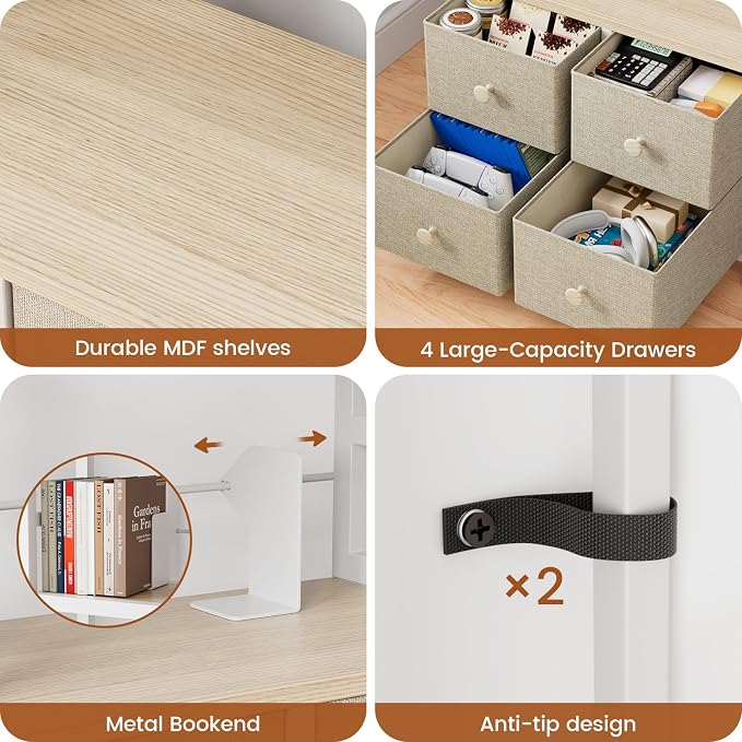 5 Tier Bookshelf, Modern Bookcase - Image 5