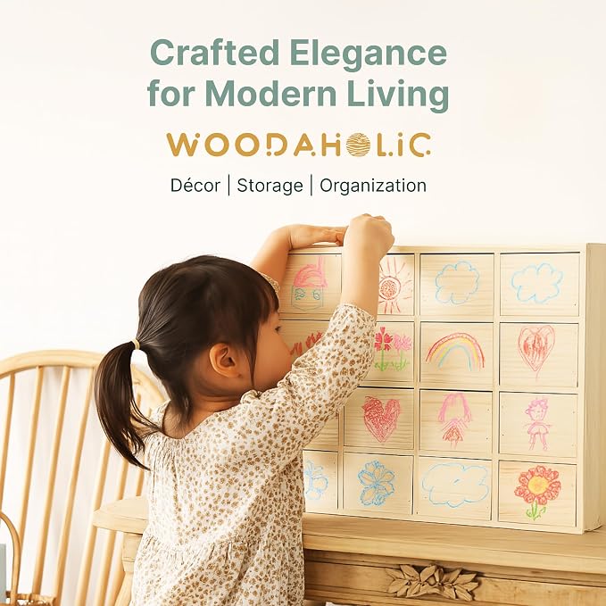 DIY Wooden Desk Organizer with Drawers – Unfinished 16-Drawer Wood Desk - Image 8