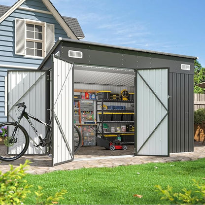 Aoxun 9.4'x7.3' Triple Door Shed Outdoor Storage Shed - Image 8