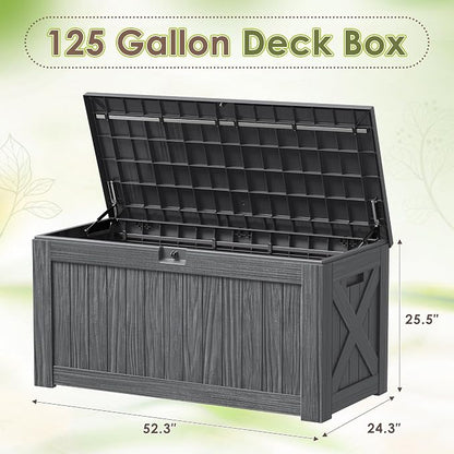 Devoko 125 Gallon Outdoor Storage Box, Waterproof Resin Deck Box - Image 7