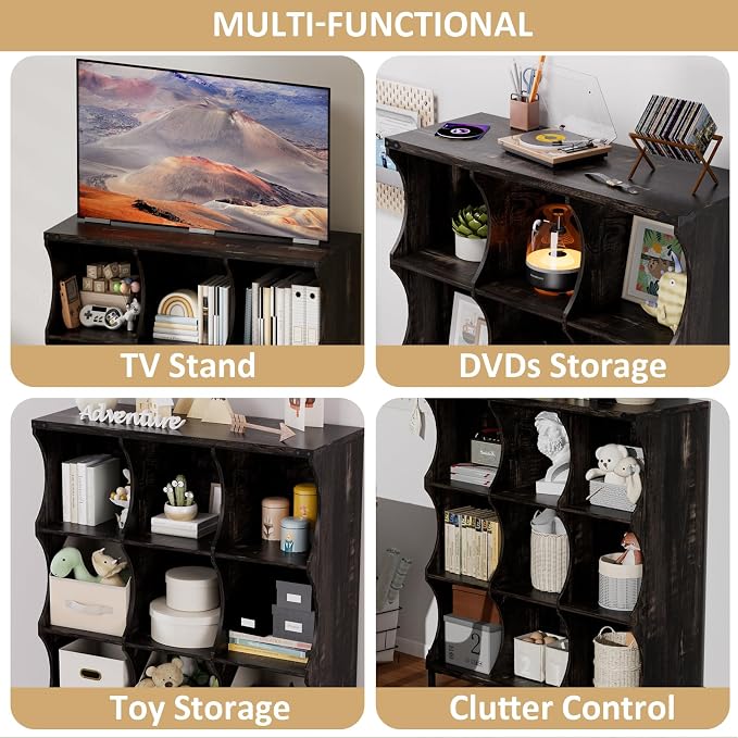 9 Cube Storage Shelf Organizer, Low Book Shelf Bookcase Entryway Table - Image 3