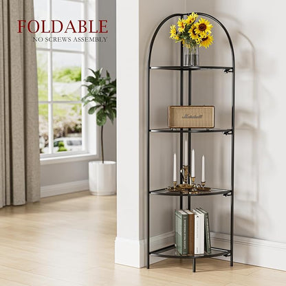 Crofy Foldable 4 Tier Corner Shelf, Metal Corner Plant Stand - Image 2