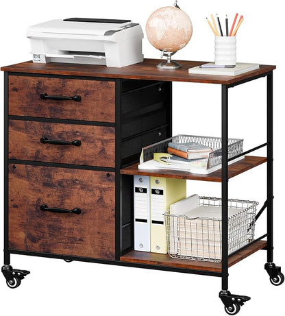SUPER DEAL 3 Drawer Mobile File Cabinet, Fabric Lateral Filing Cabinet by Superdeal