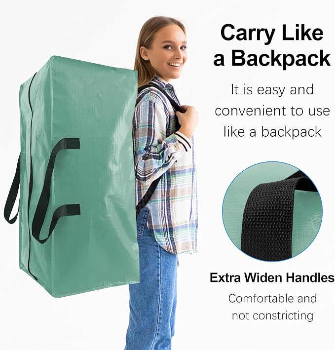 6 Pack Heavy Duty Large Moving Bags W/Backpack Straps - Image 4