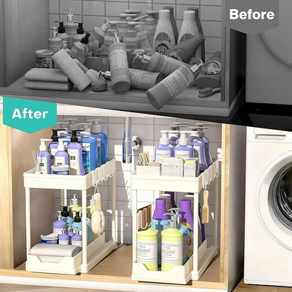 Under Sink Organizers and Storage 2 Pack, Pull-Out Sliding Cabinet Organizer - Image 6