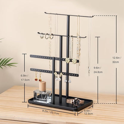 pickpiff Jewelry Stand Organizer, 12.5" Tall Sturdy Metal, 3-Tier Jewelry Holder - Image 3