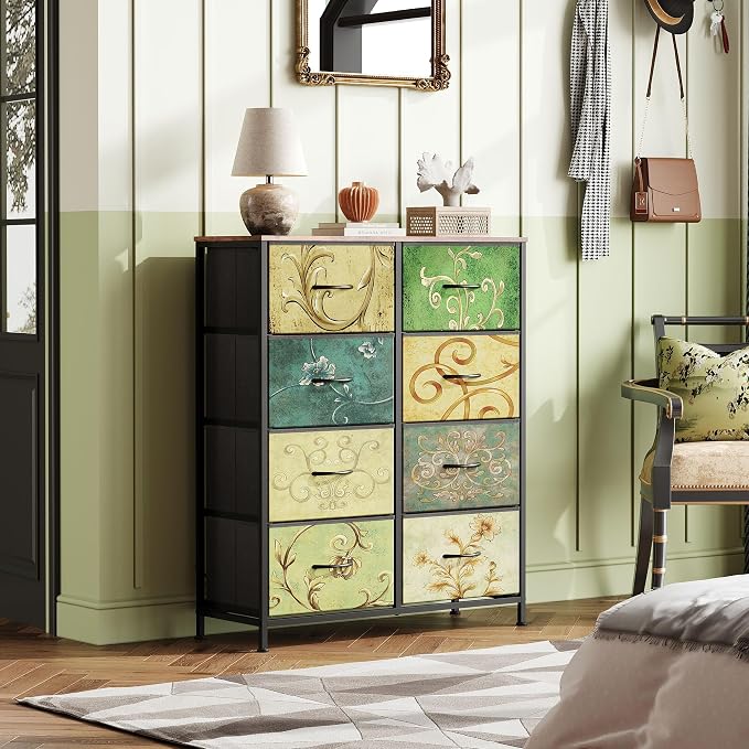 WLIVE Tall Fabric Dresser with 8 Drawers, Storage Tower with Fabric Bins - Image 4