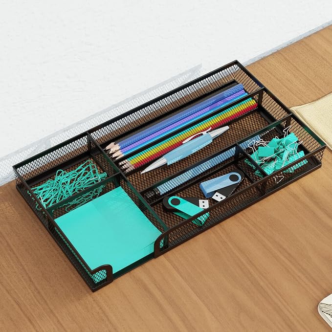 Desk Drawer Organizer, Small Metal Mesh Drawer Organizer Tray, Office Pencil - Image 6