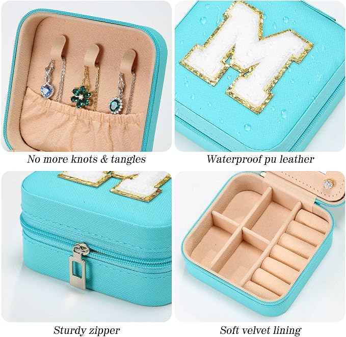Parima Women's Jewelry Organizer | Necklace, Ring Holder | Aqua Blue Travel Gift - Image 5
