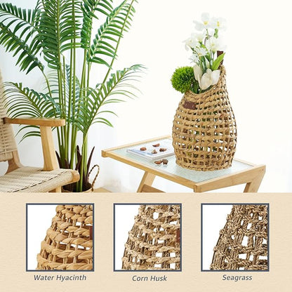 Woven Front Door Basket Water Hyacinth Wall Hanging Basket Decorative Boho - Image 5