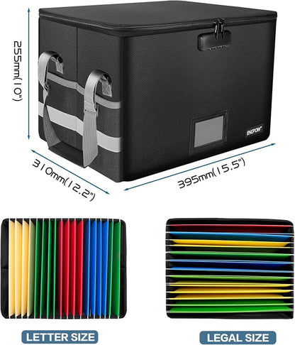 ENGPOW File Box with Lock, Fireproof Document Box with Zipper＆Pockets, - Image 5