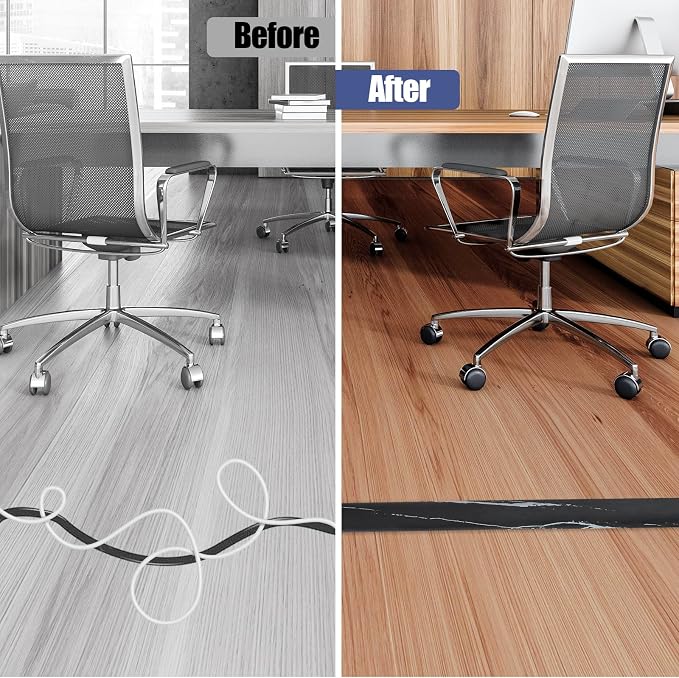 Floor Cord Cover Self Adhesive Cord Hider, 3.3FT Cable Management, Extension - Image 3