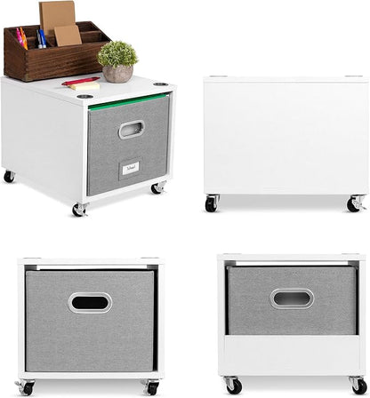 BIRDROCK HOME Rolling File Cabinet – Decorative Storage Shelf w/Removable Bins - Image 8