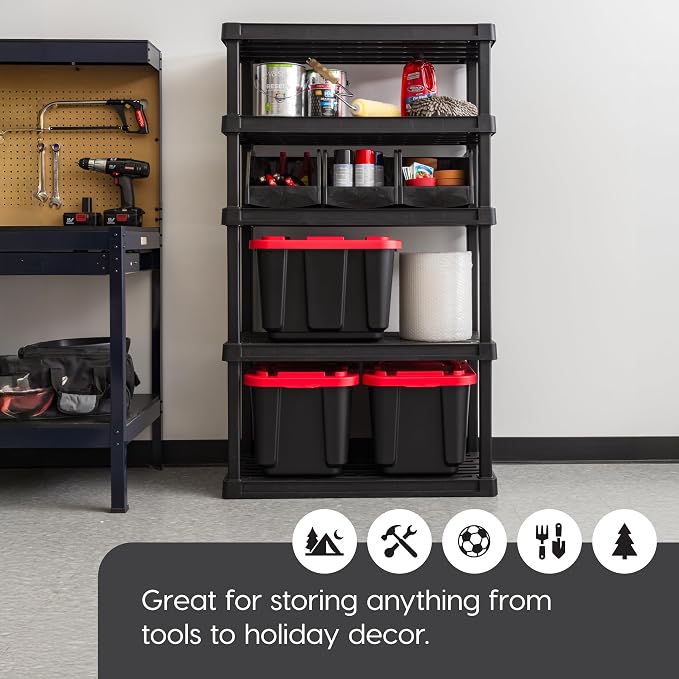 IRIS USA 5-Shelf Heavy Duty Plastic Storage Shelves, 750lb Capacity, Large - Image 6