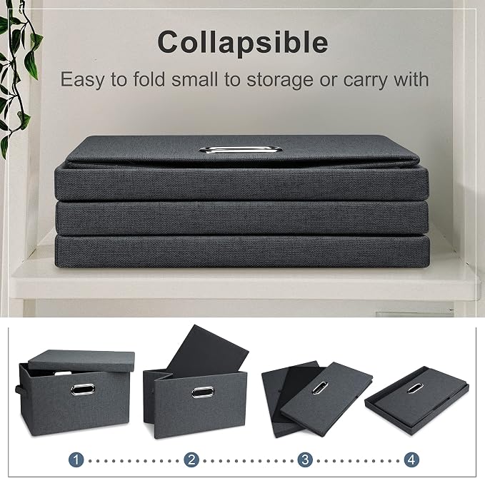 Medium 15" 21 Quart Collapsible Stackable Storage Bins - Image 4