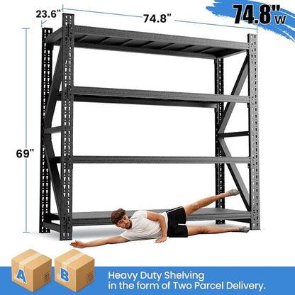 Heavy Duty Garage Storage Shelves 5000LBS Capacity, 4-Tier Large Industrial - Image 2