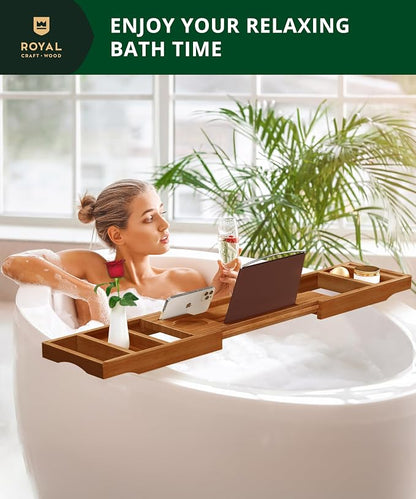 ROYAL CRAFT WOOD Premium Foldable Bathtub Tray Caddy - Image 9