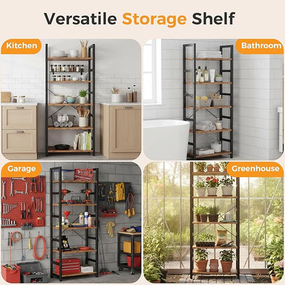 DUMOS 5-Tier Bookshelf, Modern Tall Bookcase Book Shelf | Open Storage Display - Image 5