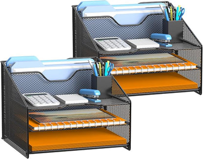 Samstar 2 Pack Mesh Desk File Organizer Letter Tray Holder, Desktop File Folder by Samstar