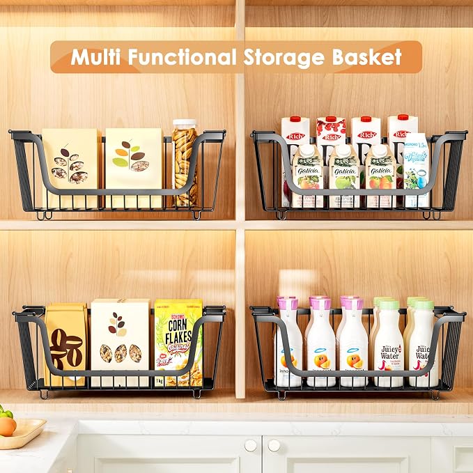 4 Pcs Stackable Wire Baskets for Pantry Organizers and Storage, Produce Potato - Image 6