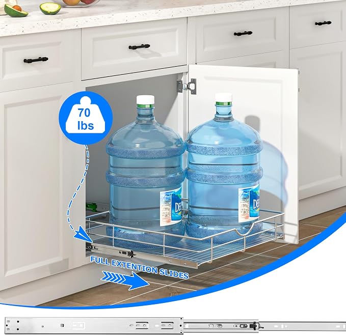WelFurGeer Soft Close Slide Out Cabinet Shelf, Kitchen Shelf Organizer - Image 6