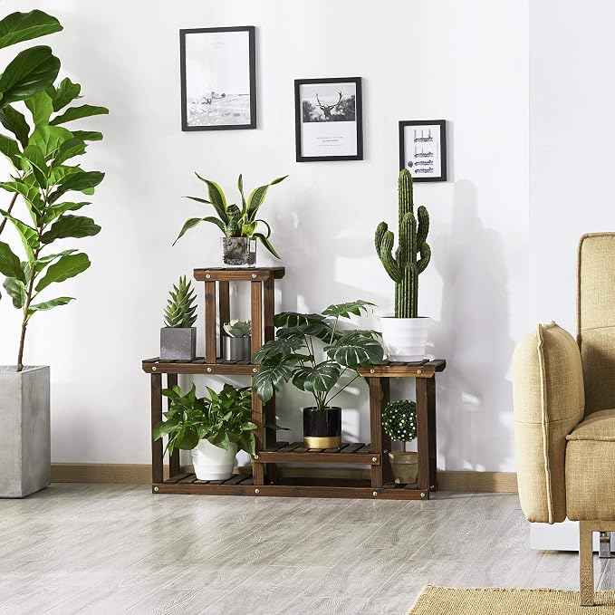 Tiered Wooden Plant Stand Corner Flower Pot Holder Multi Level Planter Display - Image 6