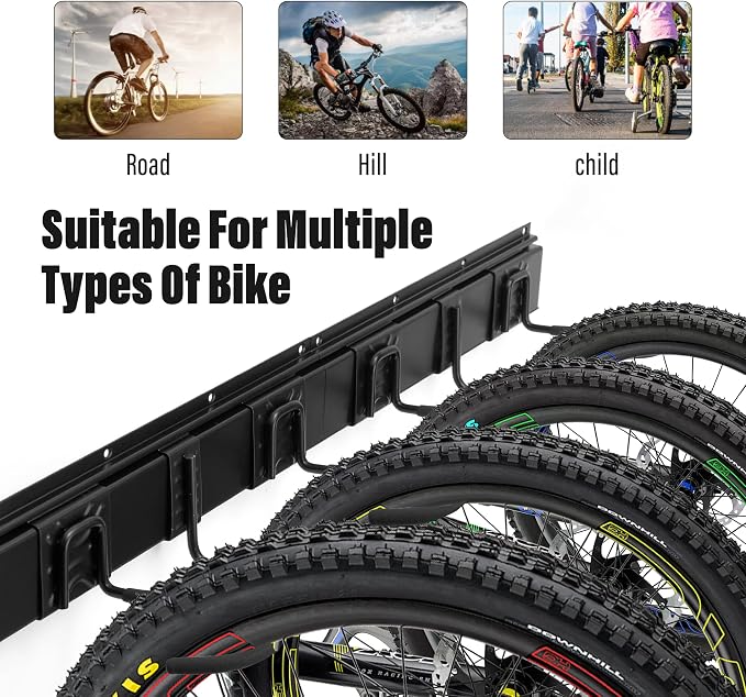 Sinoer Bike Storage Rack 6 Bike Wall Storage Rack and 3 Helmets, Heavy Duty - Image 3