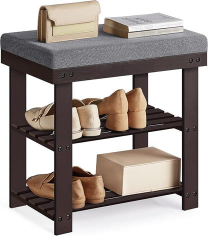 SONGMICS Bamboo Shoe Bench, 3-Tier Shoe Rack Organizer by Unknown