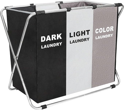 150L Laundry Cloth Hamper Sorter Basket Bin Foldable 3 Sections by CCYRYY