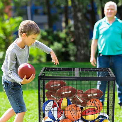 VEVOR Rolling Sports Ball Storage Cart, Lockable Basketball Cage - Image 8