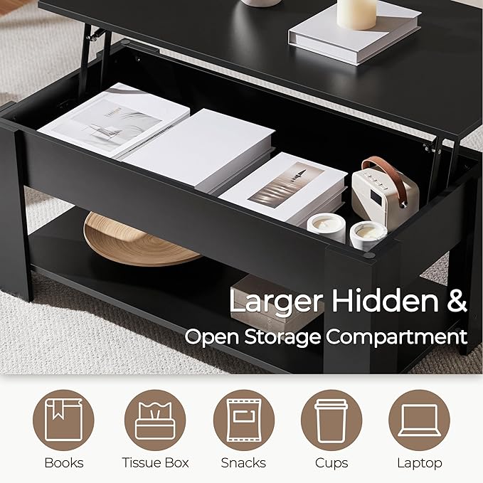 Yaheetech Wooden Coffee Table, Lift Top Coffee Table - Image 6