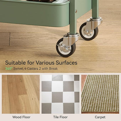 Nunsino 3 Tier Rolling Cart, Utility Cart - Image 5