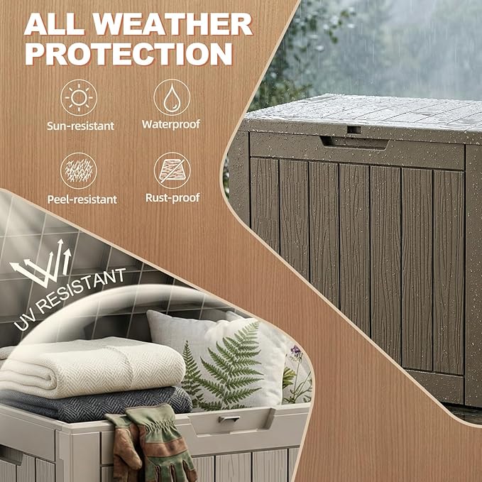 EFU Outdoor Storage Box 280 Gallon Deck Box Lockable UV Resistance Waterproof - Image 2