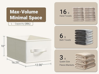 3 Pack Fabric Storage Bins for Shelves | 16.25x12x10in Closet | Collapsible - Image 3