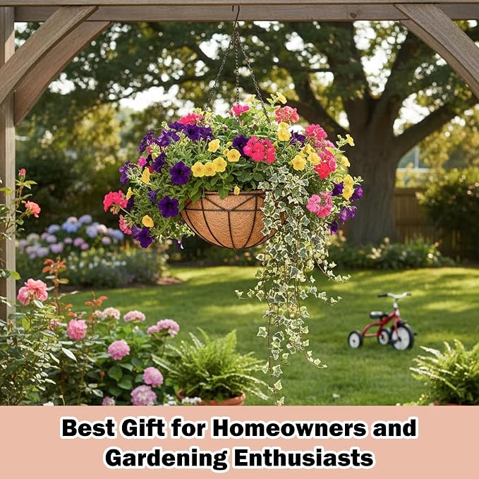 4 Pack 14 inch Wire Hanging Planter Basket - Image 5