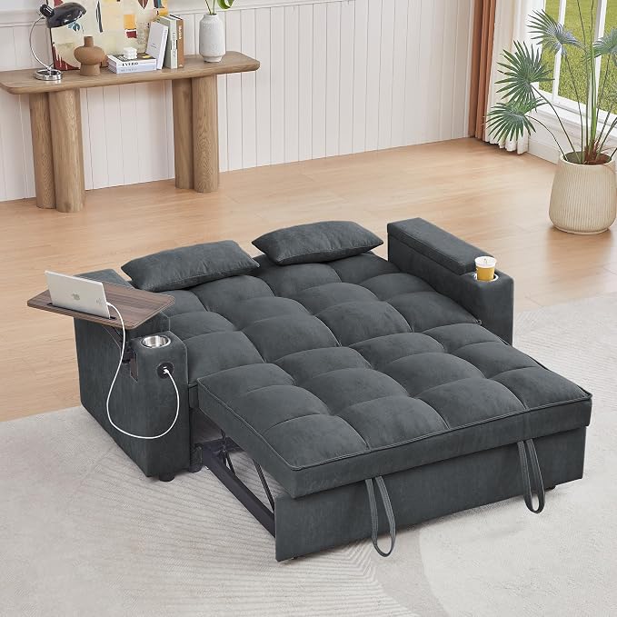 hansones 65'' 3-in-1 Folding Convertible Sofa Bed, Pullout Sofa, Modern - Image 4