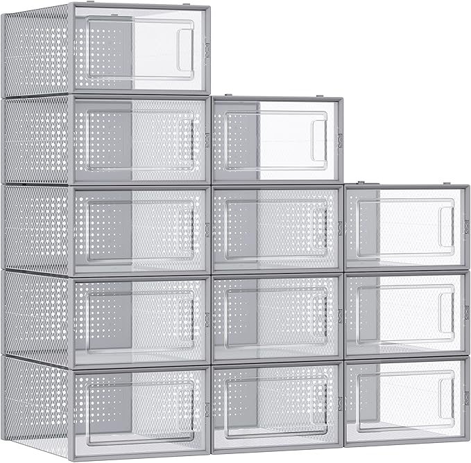 SONGMICS Shoe Boxes, Stackable Clear Plastic Boxes by SONGMICSbySONGMICSHOME