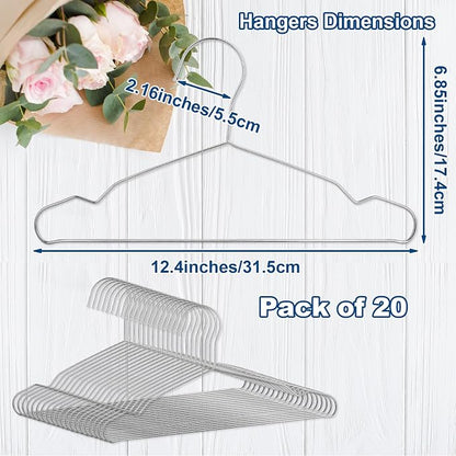 20 Pack Silver Stainless Steel Kids Hangers, Space-Saving Non-Slip, Toddler & - Image 3